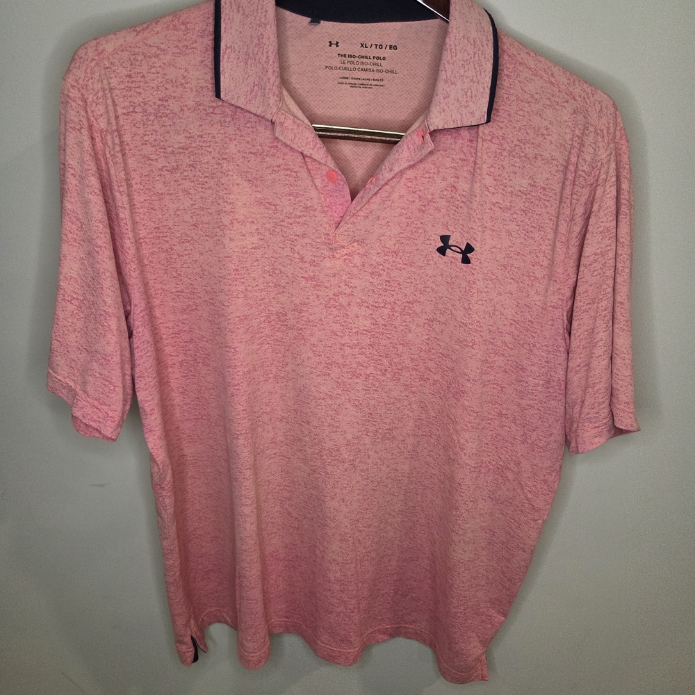 Under Armour Men's Heathered Pink Polo